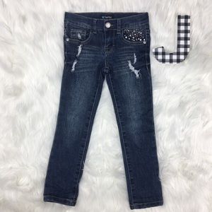 Tractor Blue Jeans with Rhinestone Details